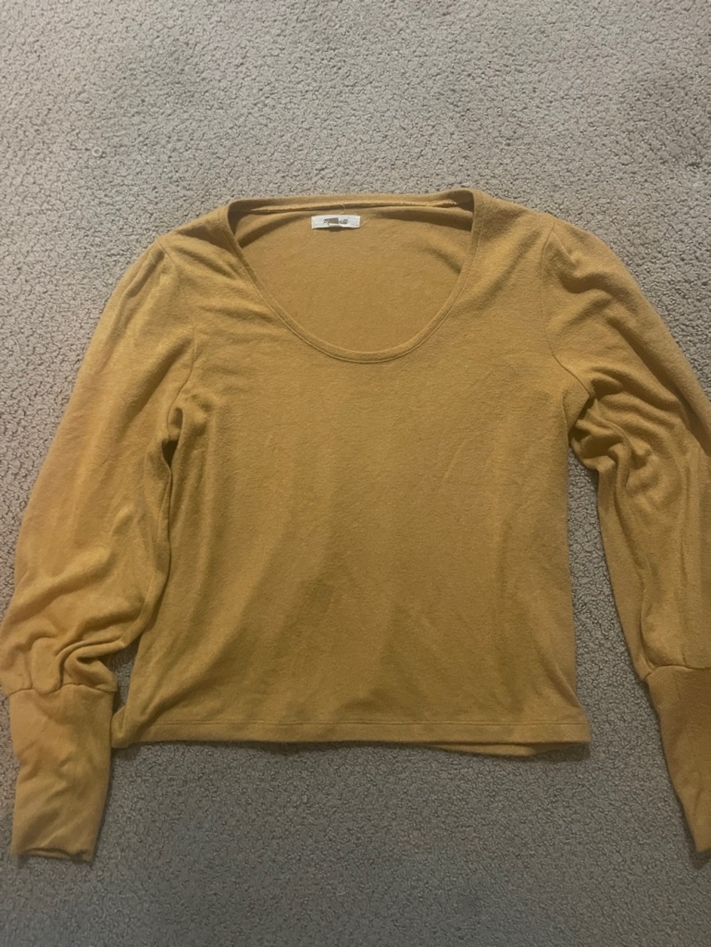 Madewell Mustard Yellow Scoop Neck Long Sleeve Top